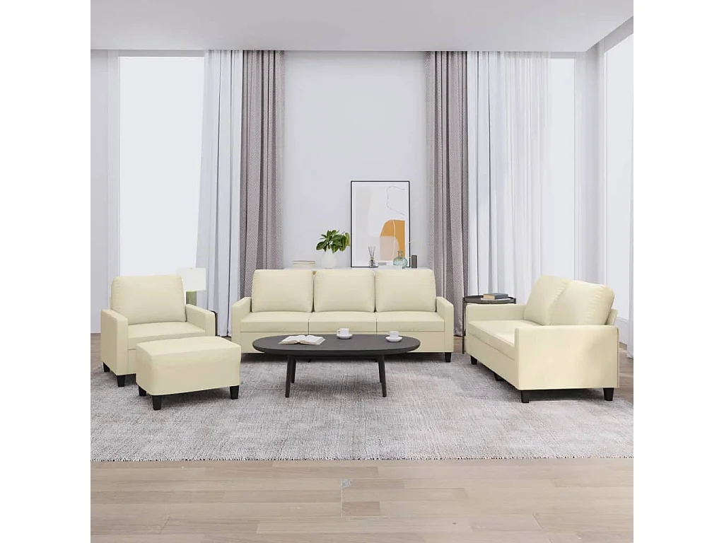 Ensemble de canapés 4 pcs avec coussins Crème Similicuir