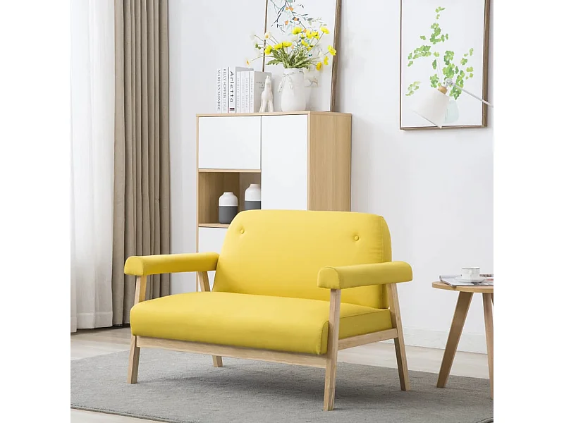 Canapé à 2 places Tissu Jaune