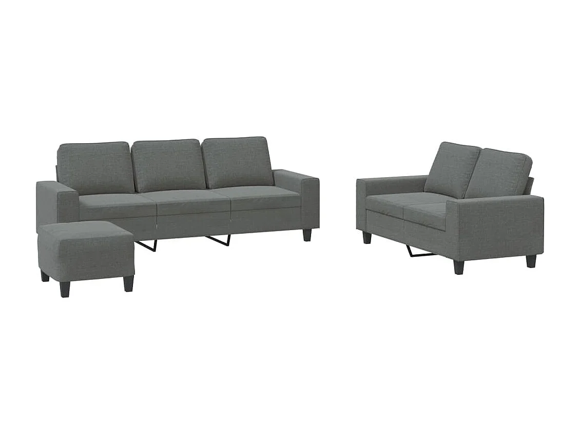 3 pcs conjunto de sofás tecido cinzento-escuro