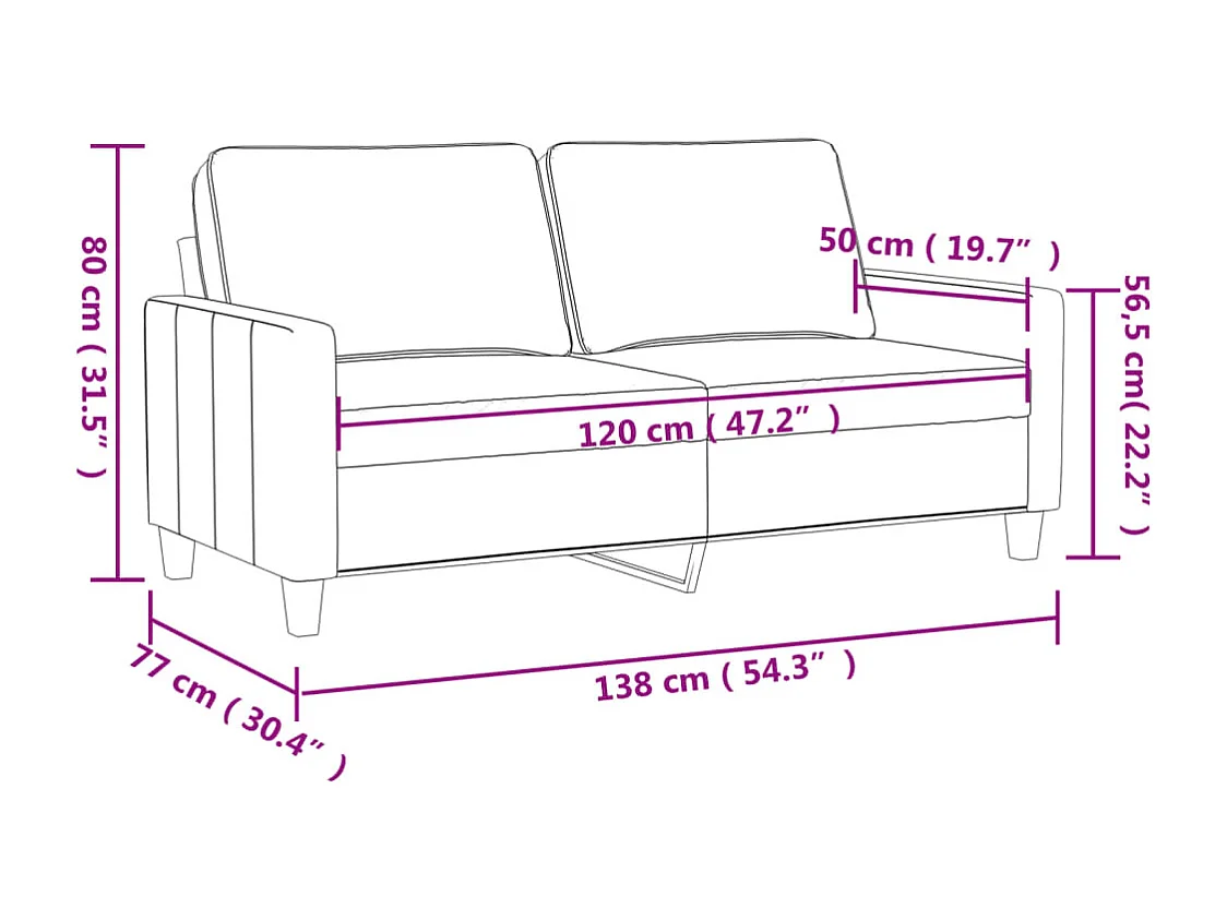 Canapé à 2 places Jaune clair 120 cm Tissu