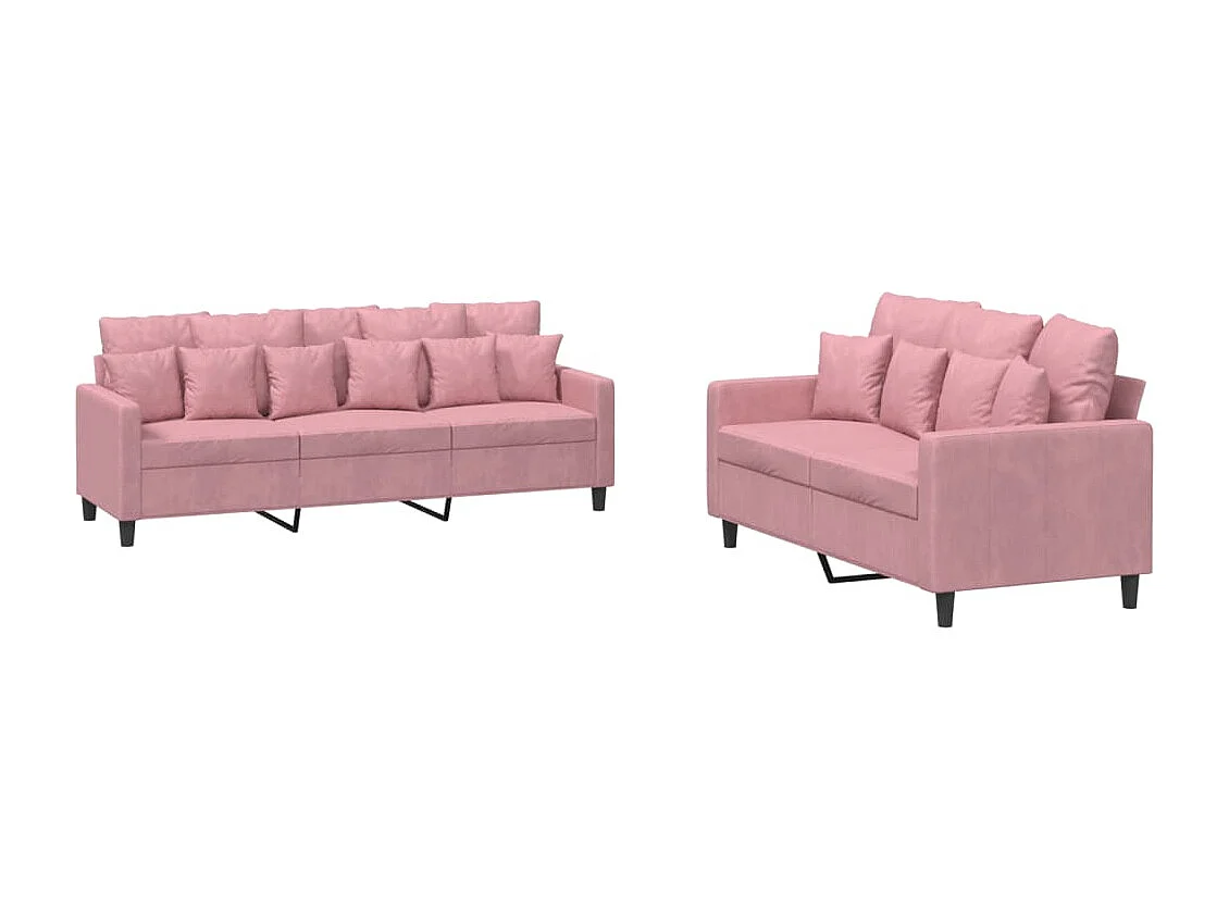 Set di Divani 2 pz con Cuscini rosa in Velluto