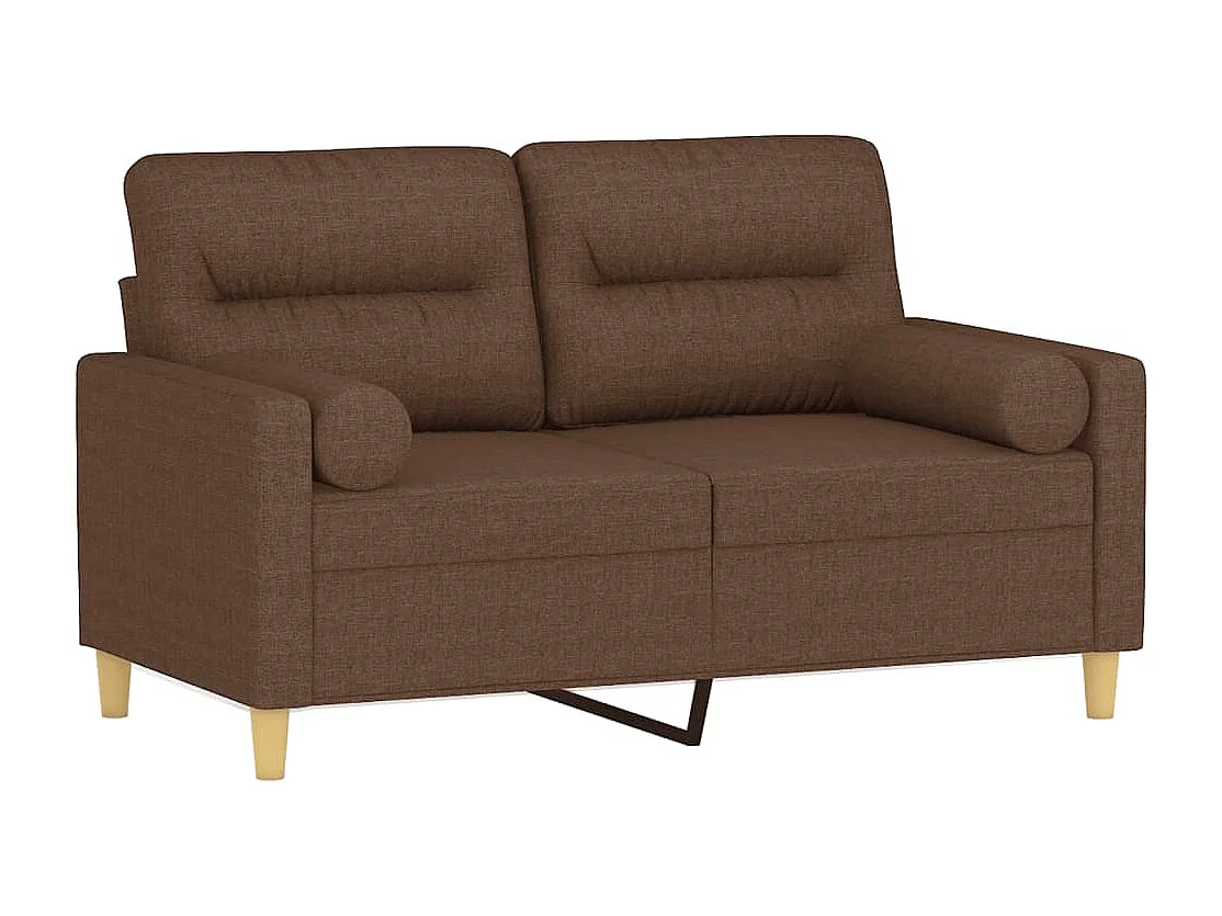 Canapé 2 places avec oreillers décoratifs marron 120 cm tissu