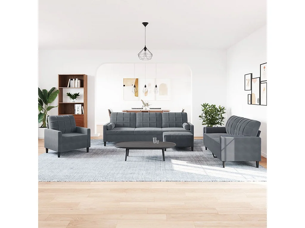 Ensemble de canapés 4 pcs avec coussins et traversins velours