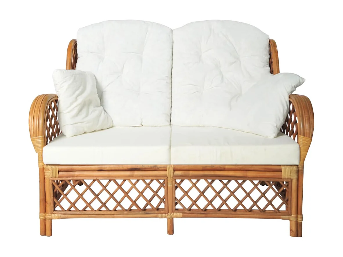 Tweezitsbank rattan lichtbruin