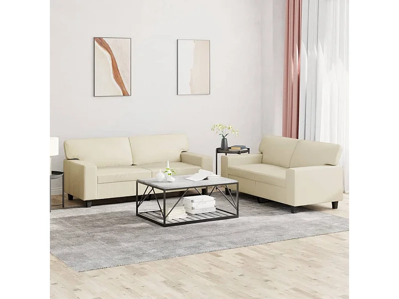 Set di Divani 2 pz Crema in Similpelle