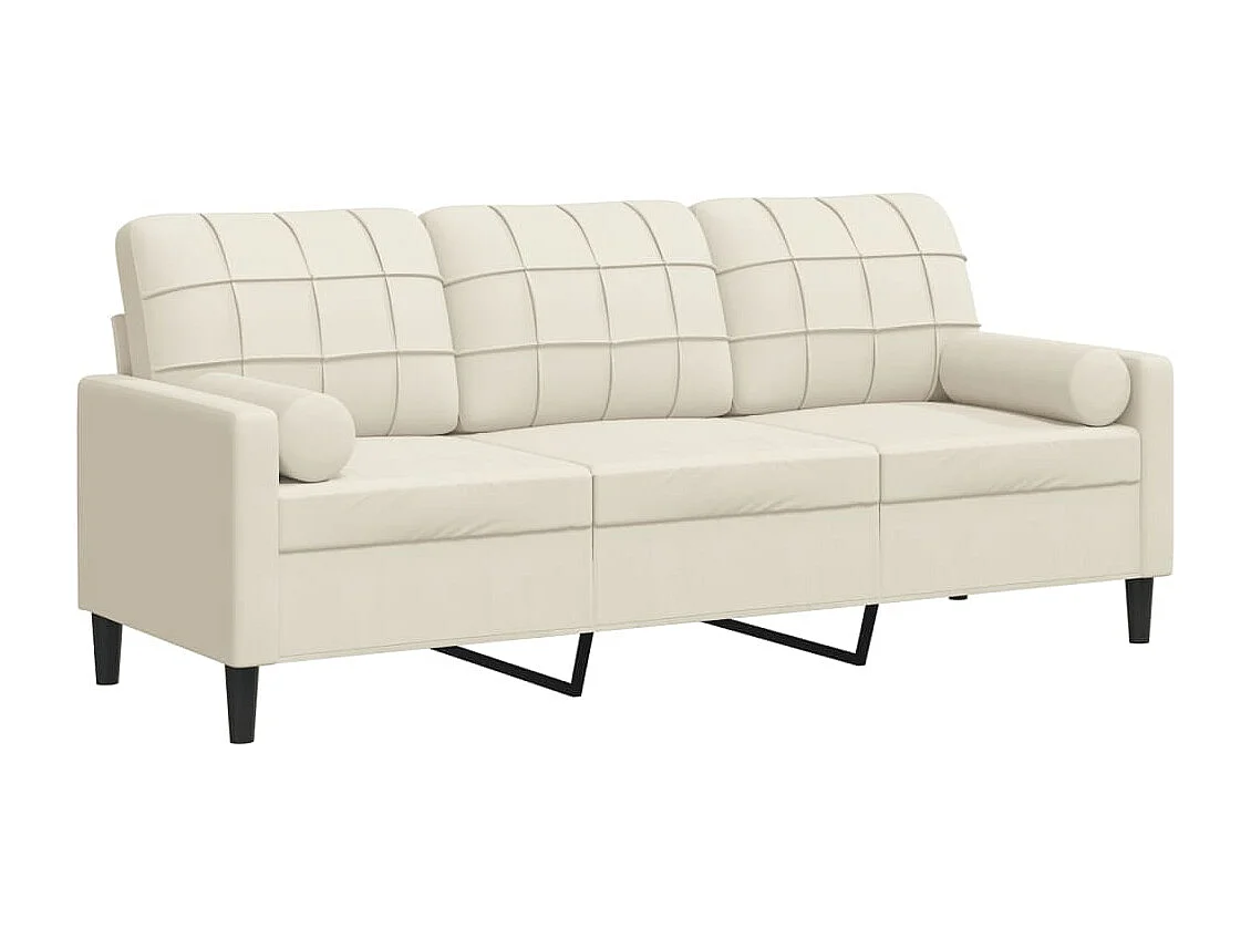 Canapé 3 places avec oreillers décoratifs crème 180 cm velours