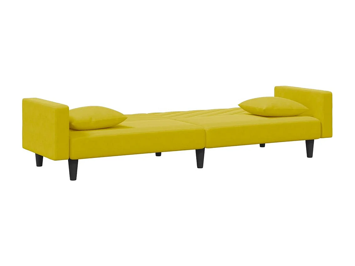 2 pcs conjunto de sofás com almofadas veludo amarelo