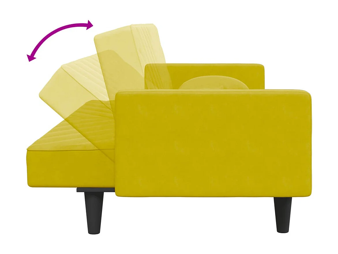 2 pcs conjunto de sofás com almofadas veludo amarelo