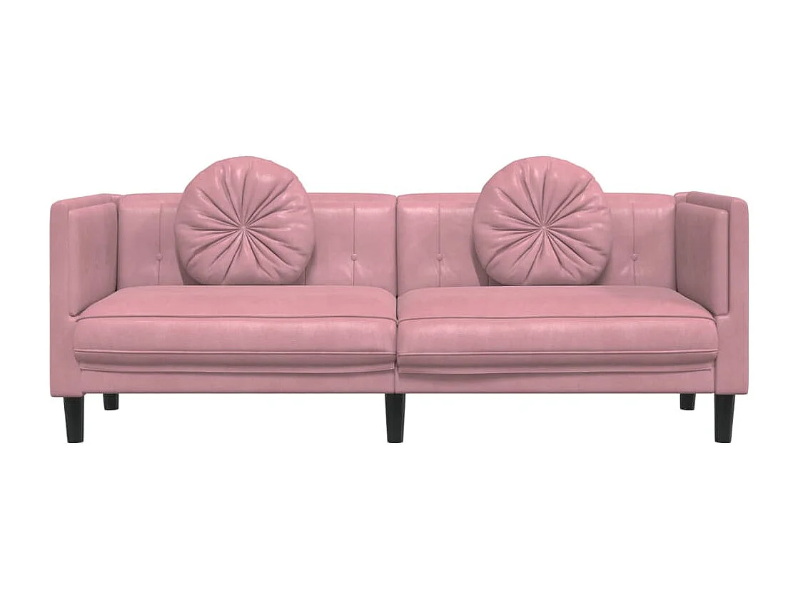 Canapé avec coussins 3 places rose velours