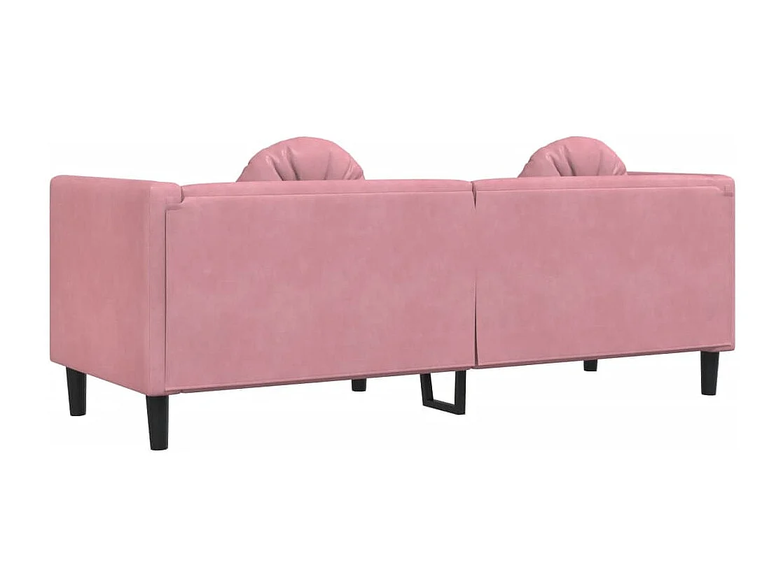 Canapé avec coussins 3 places rose velours