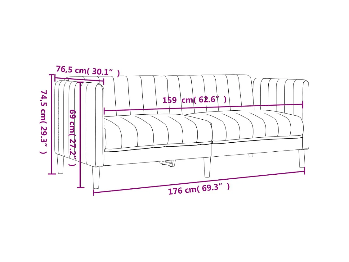 Ensemble de canapés 2 pcs taupe tissu