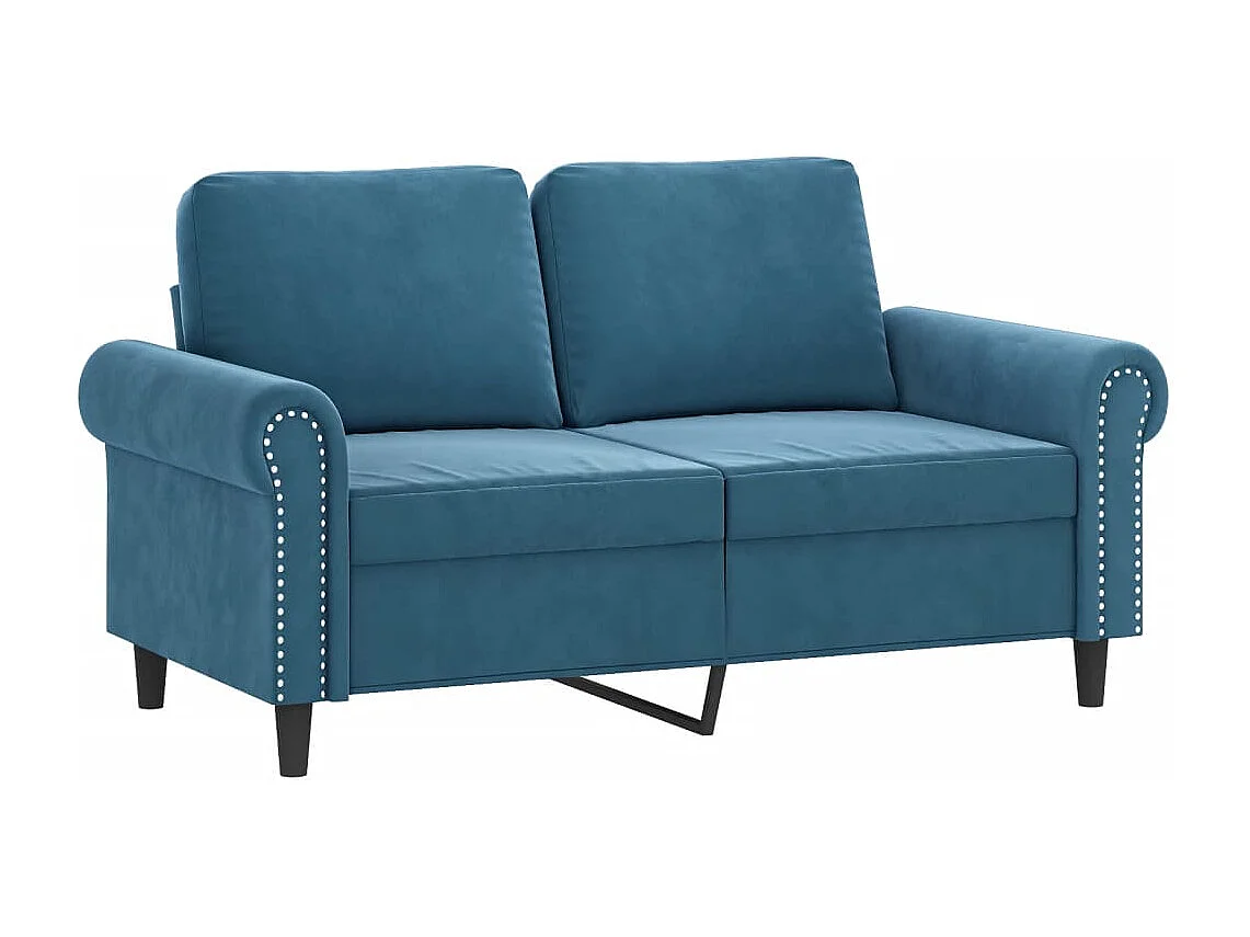 2 pcs conjunto de sofás com almofadas veludo azul