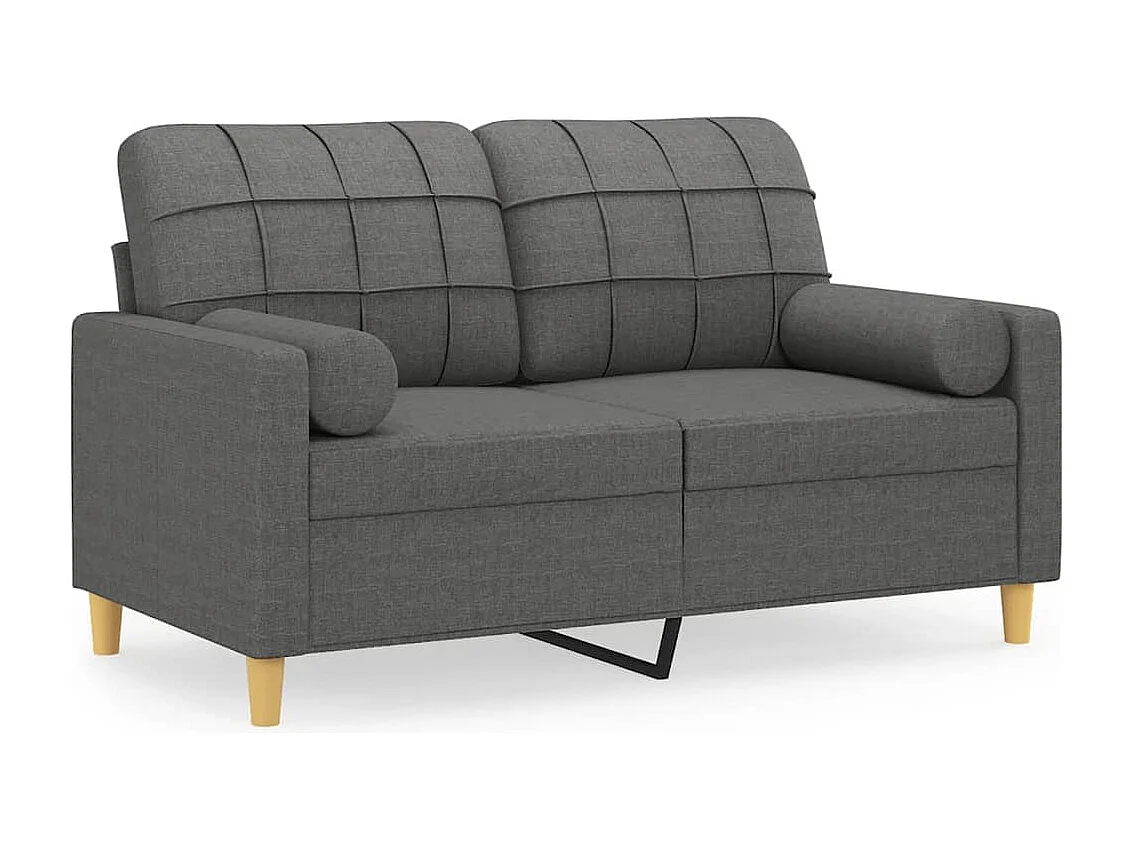 2-Sitzer-Sofa mit Zierkissen Dunkelgrau 120 cm Stoff