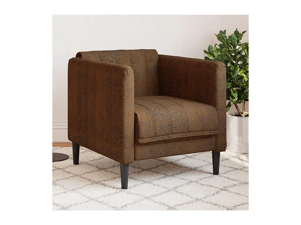 Fauteuil marron similicuir daim