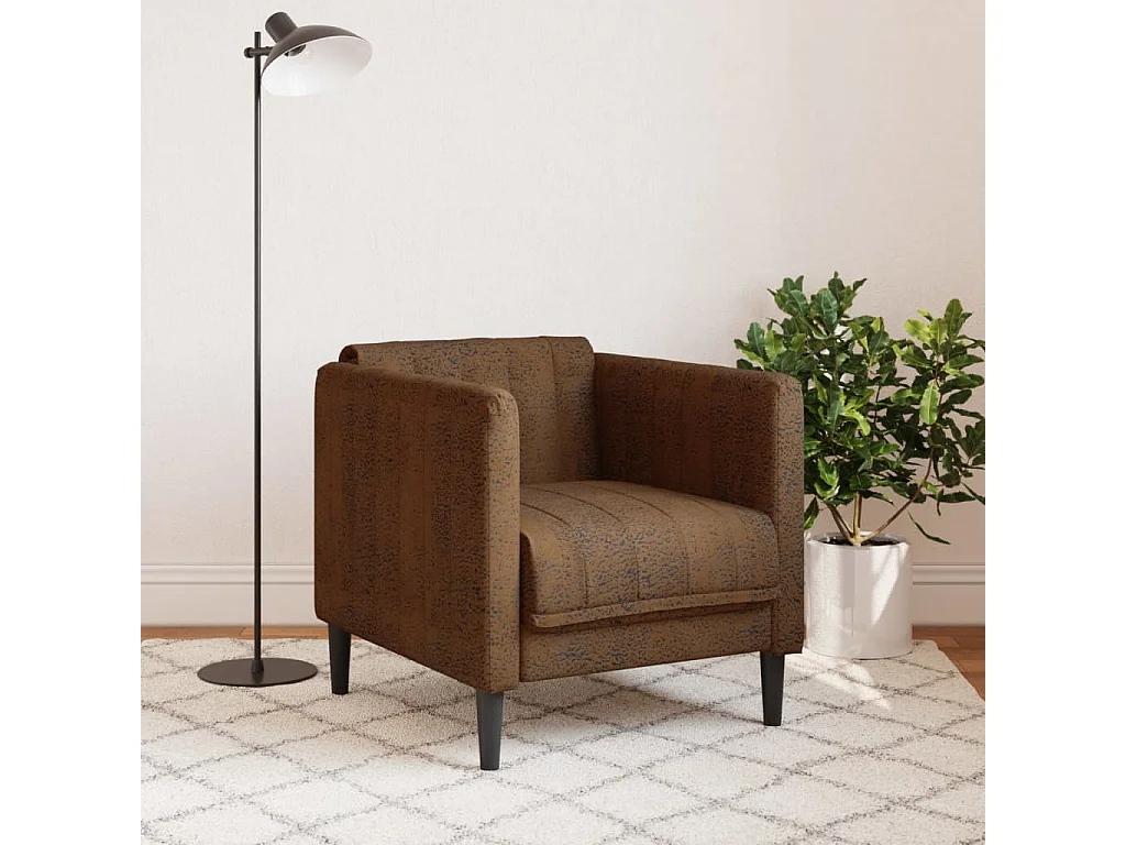 Fauteuil marron similicuir daim