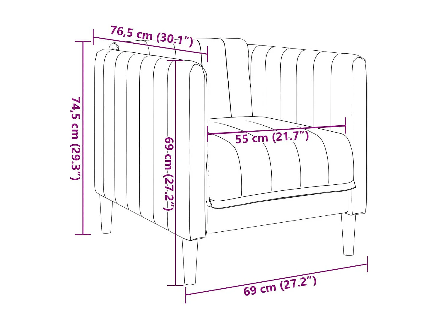 Fauteuil marron similicuir daim