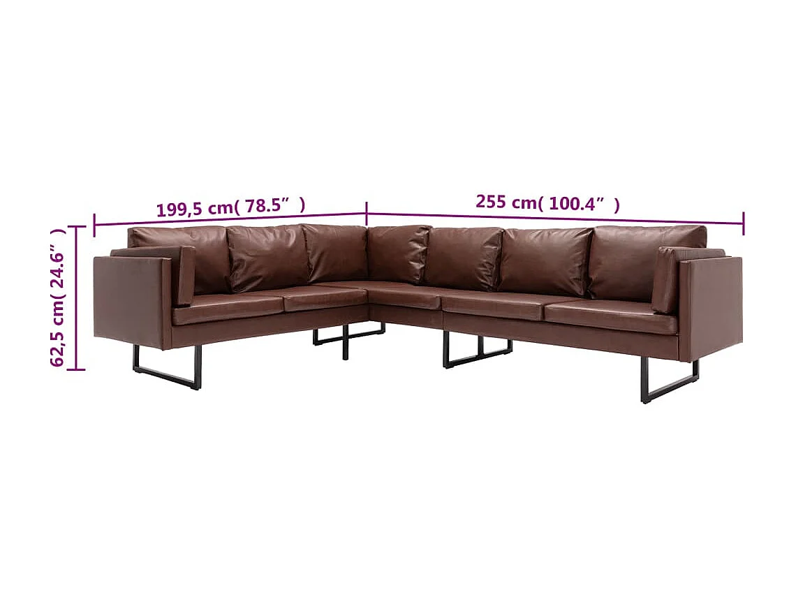 Canapé d'angle similicuir marron