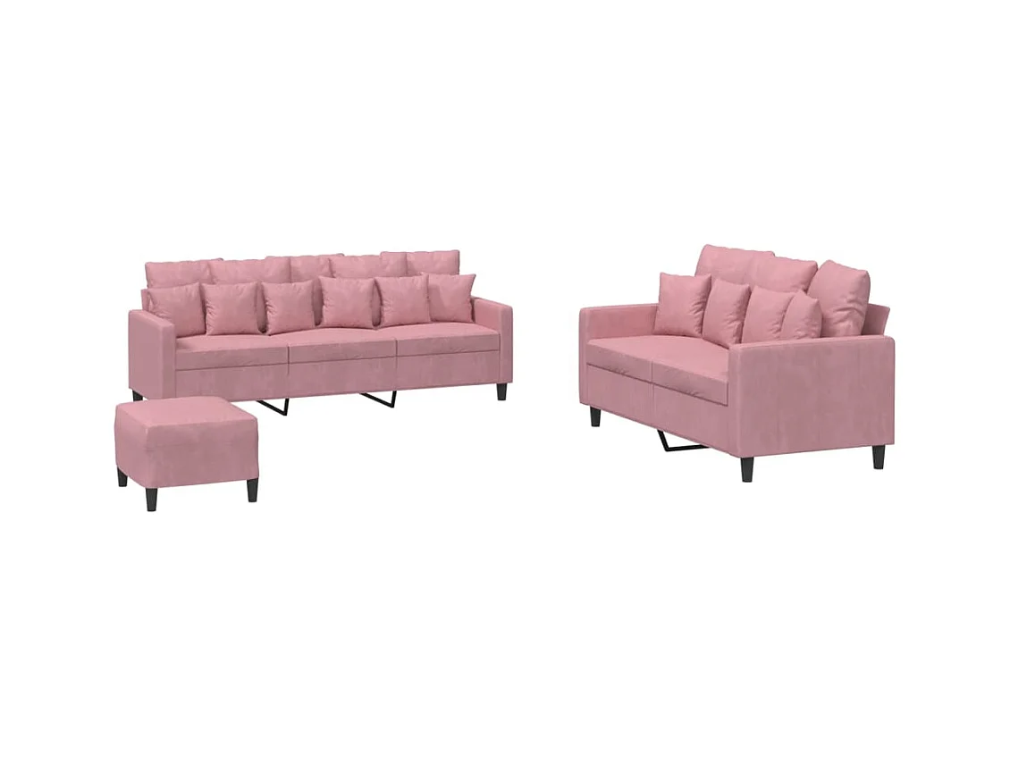 Ensemble de canapés 3 pcs avec coussins Rose Velours