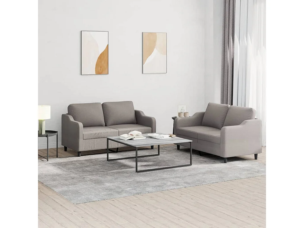 Ensemble de canapés 2 pcs avec coussins Taupe Tissu