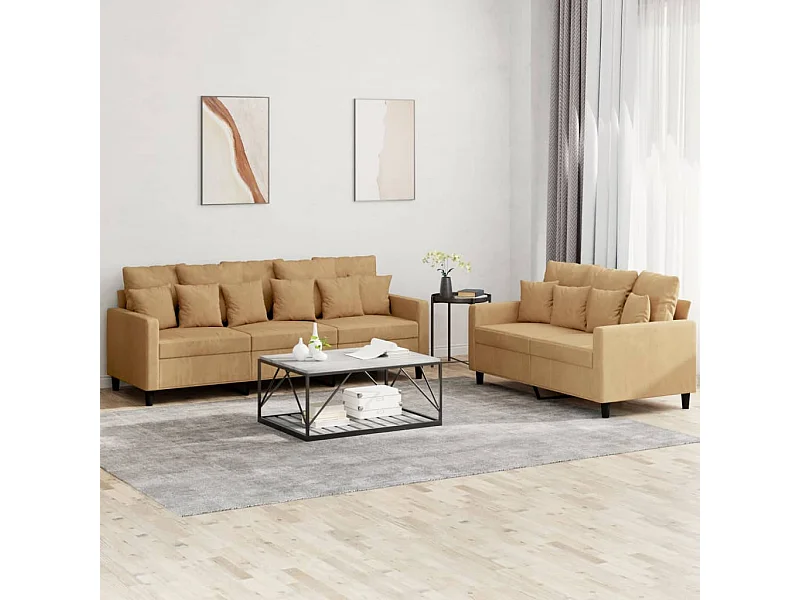 2-delige Loungeset met kussens fluweel bruin