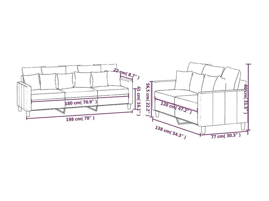 2-delige Loungeset met kussens fluweel bruin