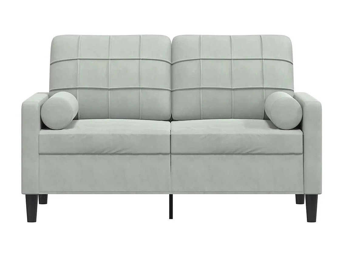 Canapé 2 places avec oreillers gris clair 120 cm velours