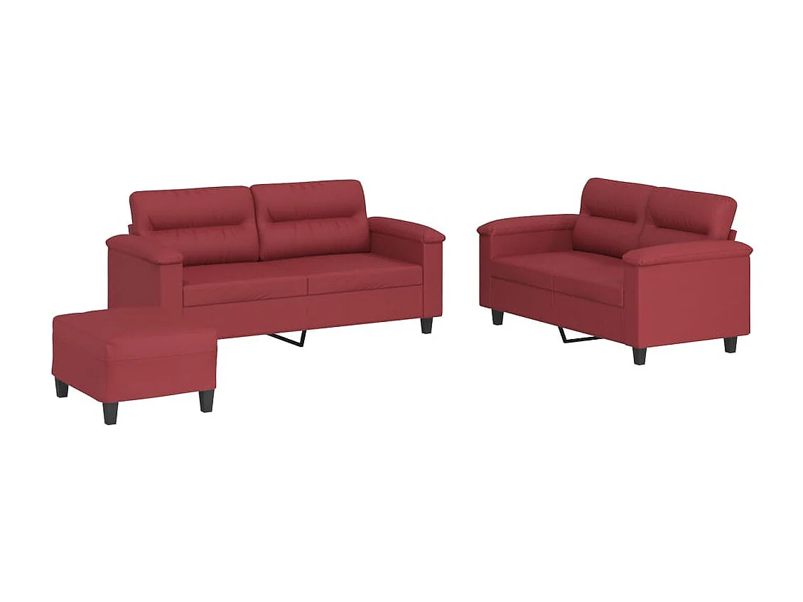Ensemble de canapés 3 pcs et coussins Rouge bordeaux Similicuir