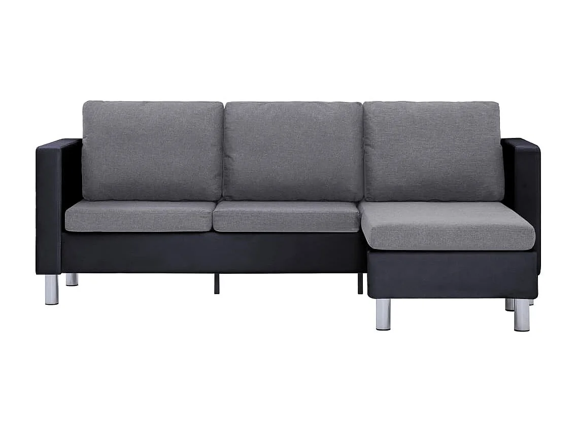 Canapé à 3 places avec coussins noir similicuir