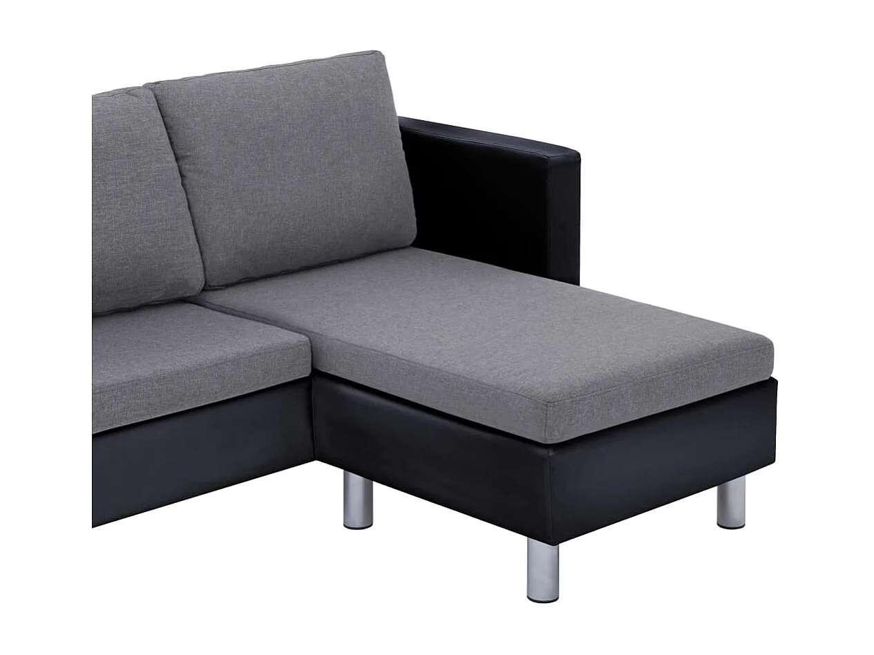 Canapé à 3 places avec coussins noir similicuir