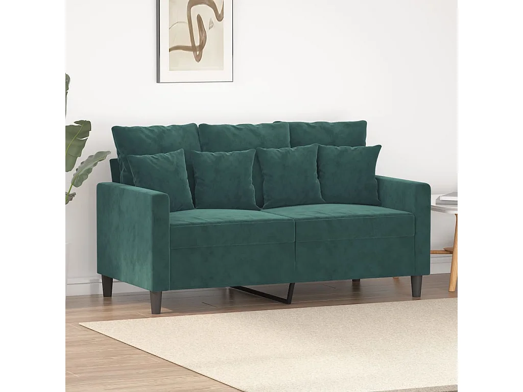 Canapé à 2 places Vert foncé 120 cm Velours