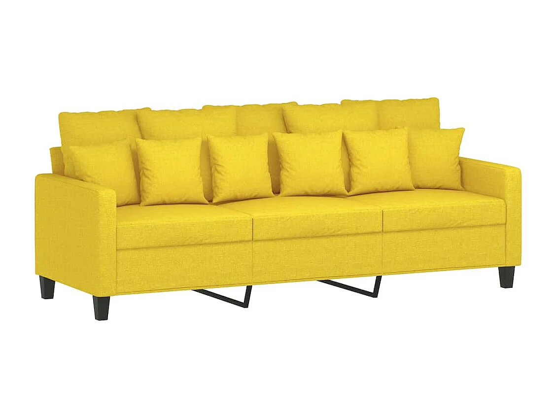 2 pcs conjunto de sofás com almofadões tecido amarelo-claro