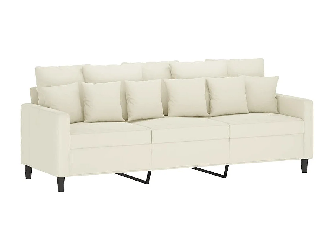 2 pcs conjunto de sofás com almofadões veludo cor creme