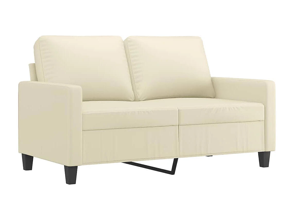 3-tlg. Sofagarnitur mit Kissen Creme Kunstleder