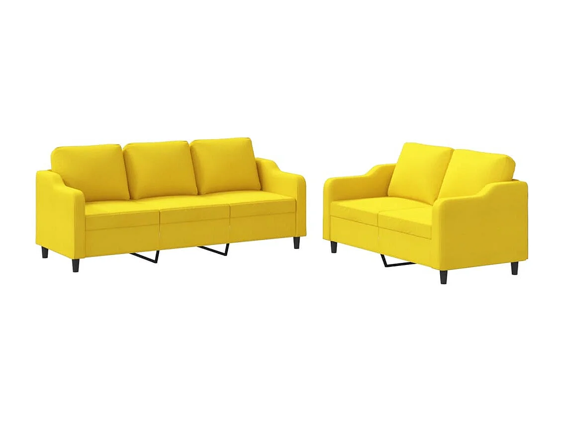 2-delige Loungeset met kussens stof lichtgeel