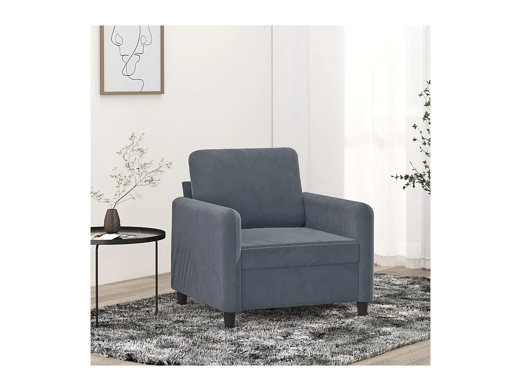 Fauteuil Gris foncé 60 cm Velours