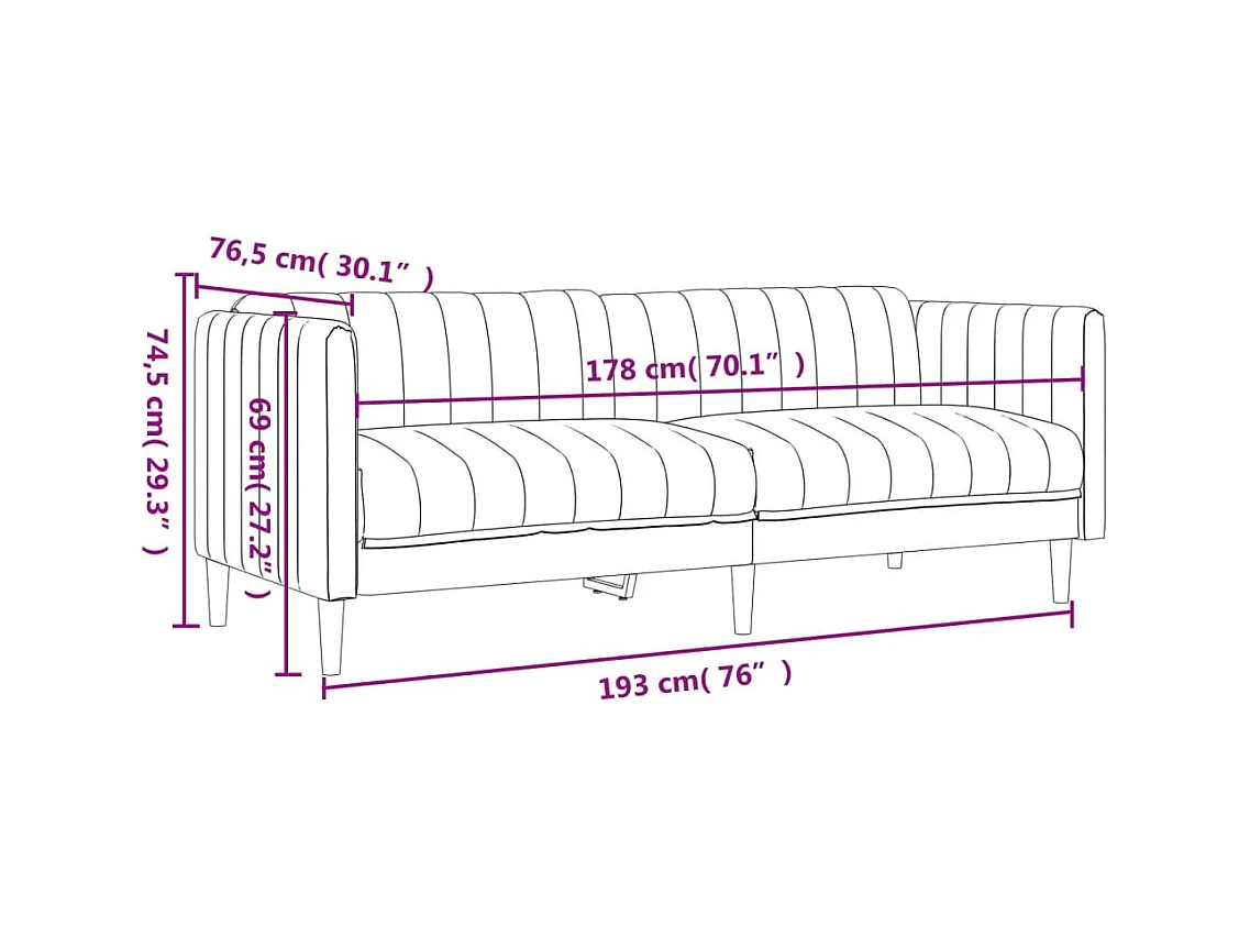 Ensemble de canapés 2 pcs marron foncé tissu