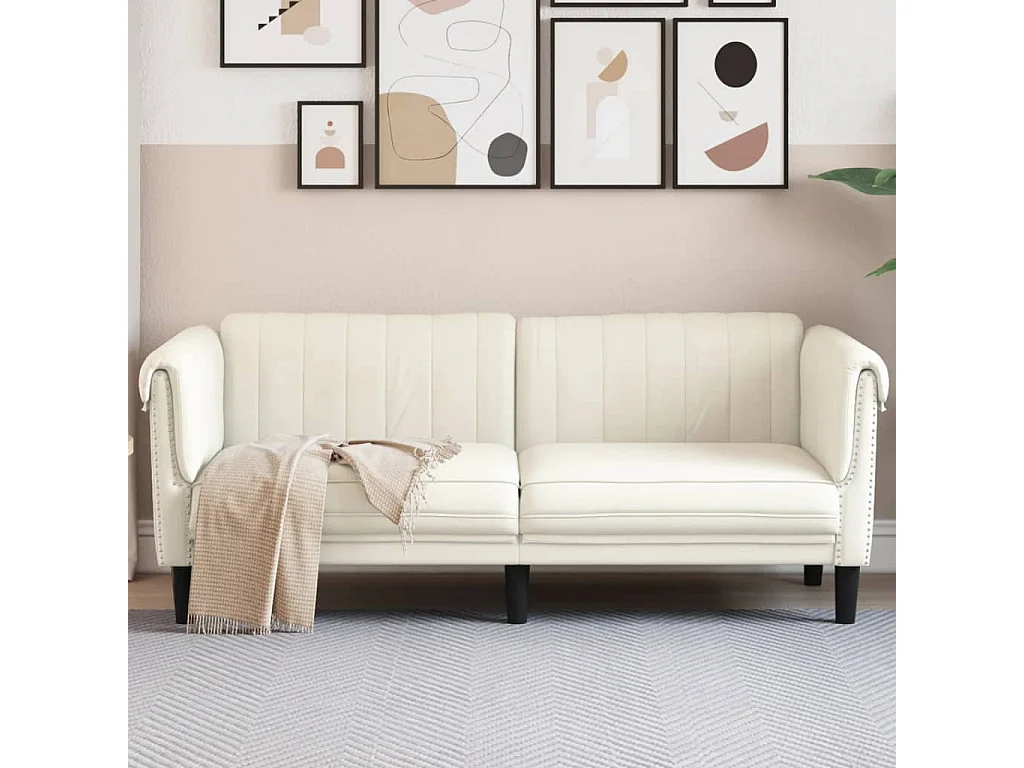 Sofá de 2 plazas terciopelo crema