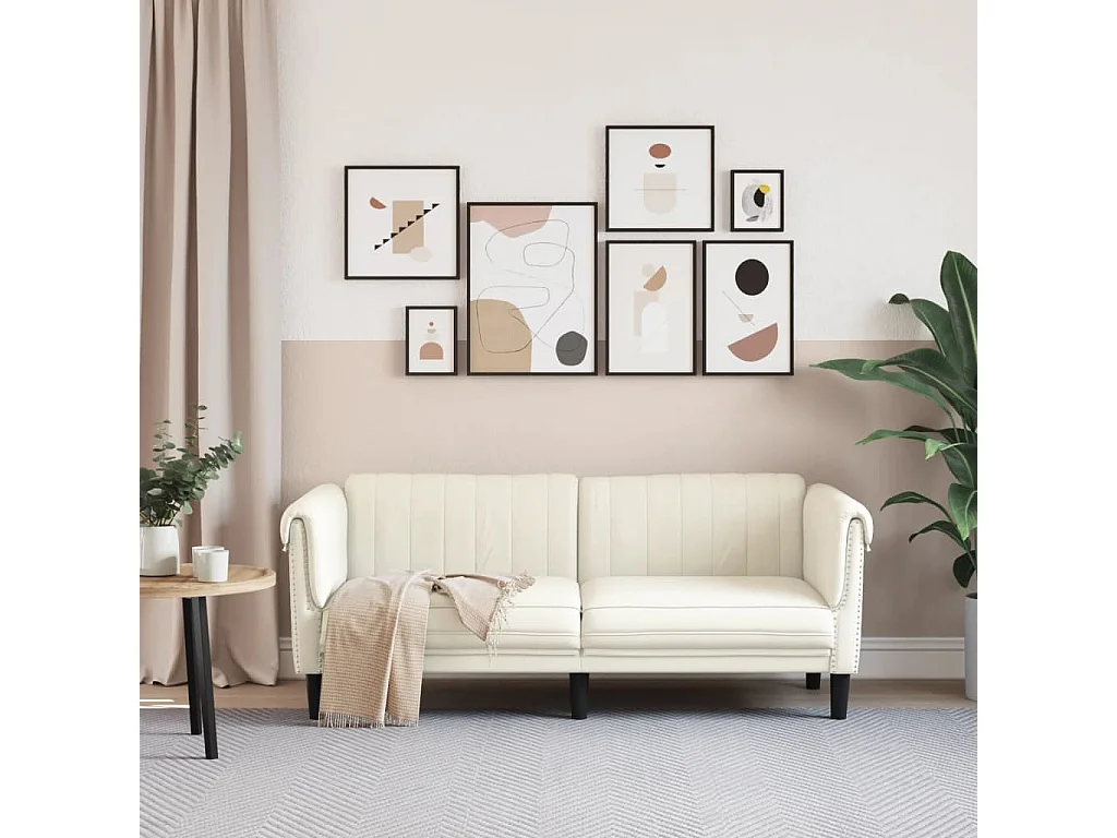 2-zitsbank fluweel crèmekleurig