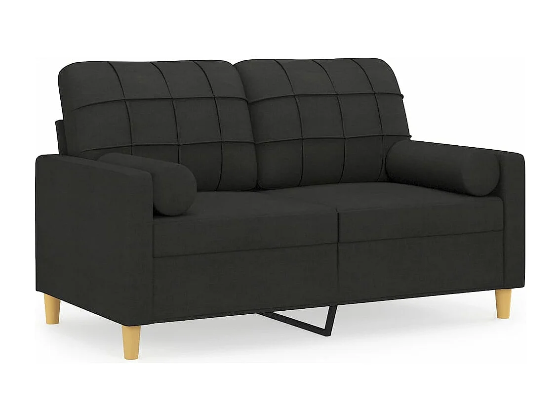 Canapé 2 places avec oreillers décoratifs noir 120 cm tissu