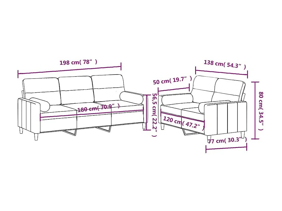 2 pcs conjunto de sofás com almofadas tecido amarelo-claro