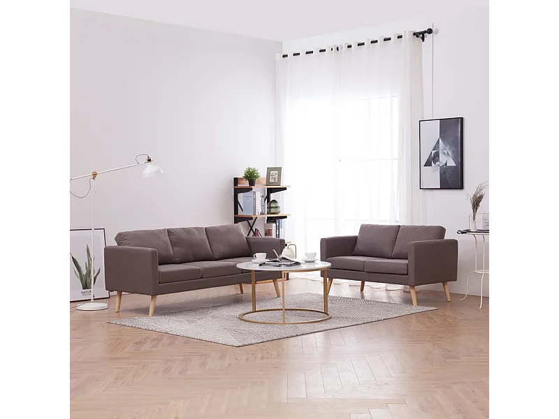 Set Divani 2 pz in Tessuto Tortora