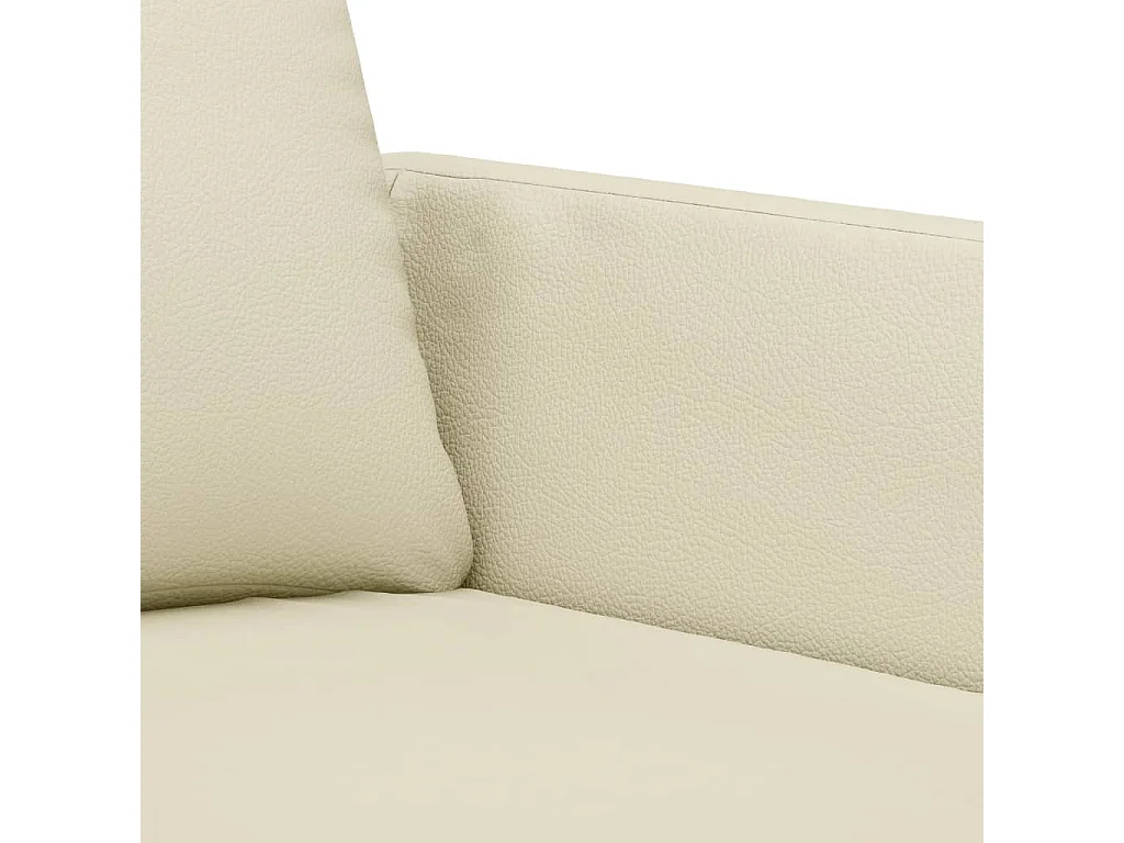 2 pcs conjunto sofás c/ almofadões couro artificial cor creme