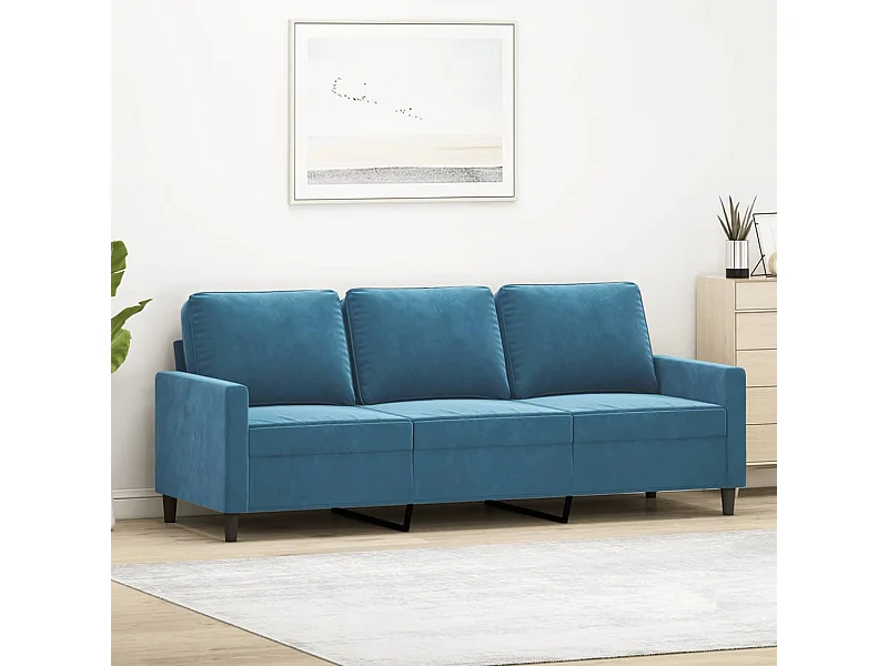 Sofá de 3 lugares 180 cm veludo azul