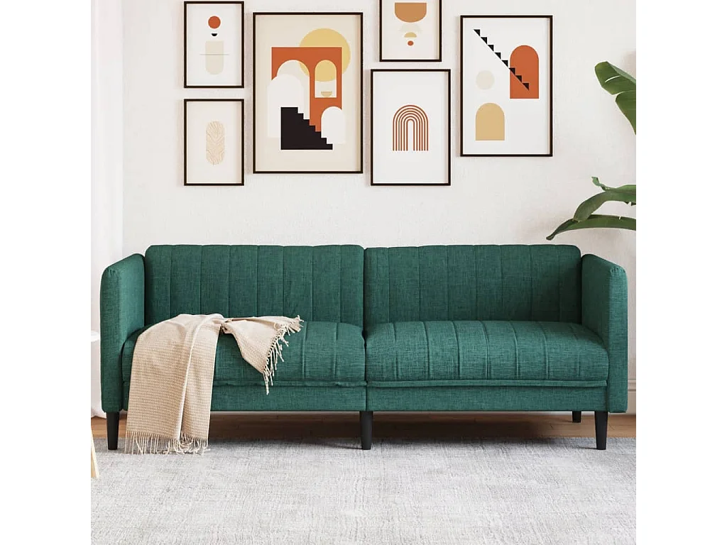 Sofa 3-Sitzer Dunkelgrün Stoff