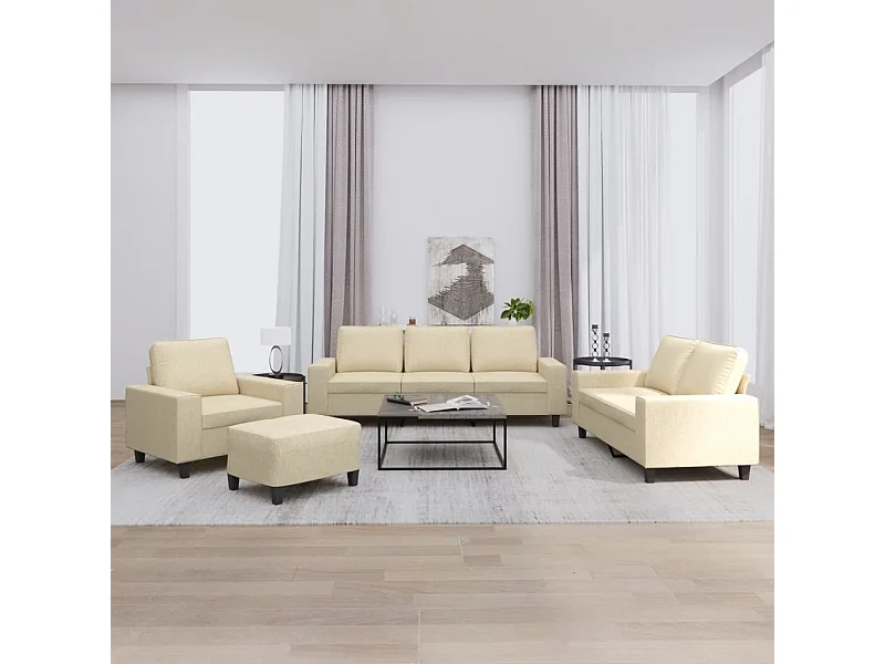 Ensemble de canapés 4 pcs crème tissu