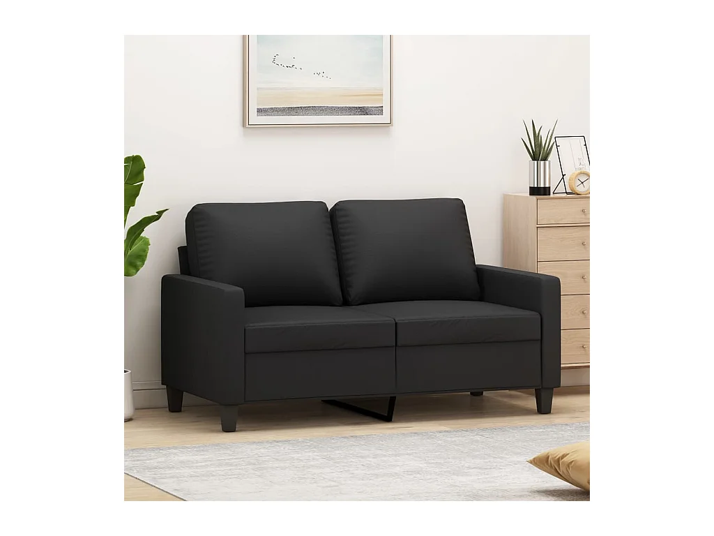 Divano a 2 Posti Nero 120 cm in Similpelle