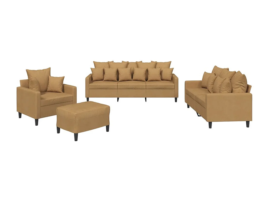 Ensemble de canapés 4 pcs avec coussins Marron Velours