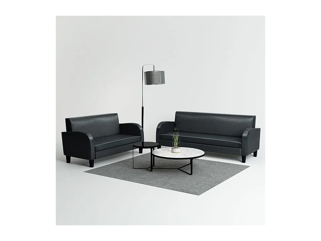Set Divani 2 pz in Similpelle Nero
