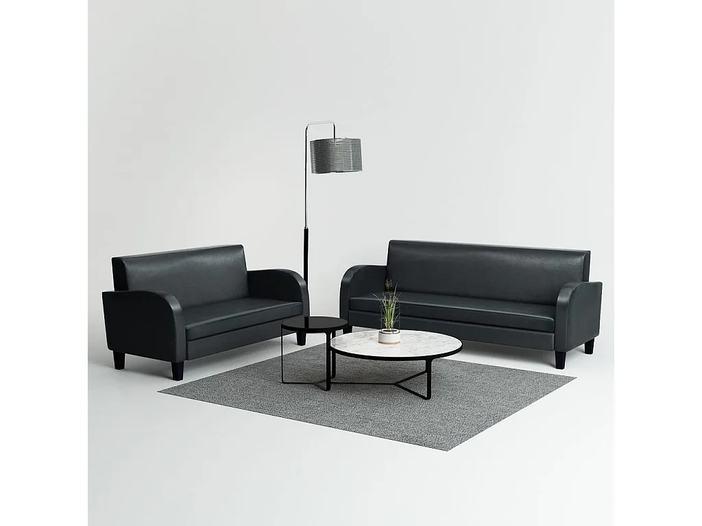 Ensemble de canapés 2 pcs cuir synthétique noir