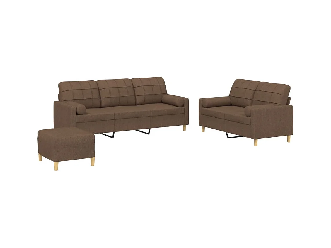 3-delige Loungeset met kussens stof bruin